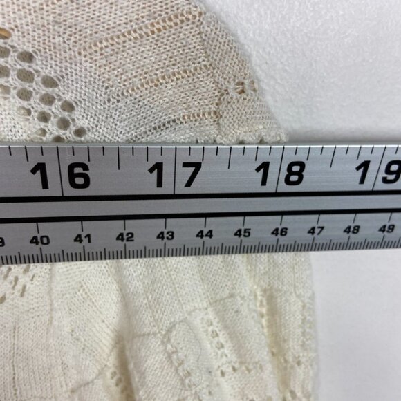 Banana Republic White Eyelet Knit Cardigan Sweater Size Large Open Front Minimal - Picture 9 of 13